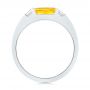 18k White Gold Custom Yellow Sapphire And Diamond Men's Band - Front View -  104023 - Thumbnail