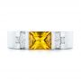 14k White Gold 14k White Gold Custom Yellow Sapphire And Diamond Men's Band - Top View -  104023 - Thumbnail