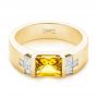 14k Yellow Gold 14k Yellow Gold Custom Yellow Sapphire And Diamond Men's Band - Flat View -  104023 - Thumbnail