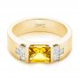 14k Yellow Gold 14k Yellow Gold Custom Yellow Sapphire And Diamond Men's Band - Flat View -  104023 - Thumbnail