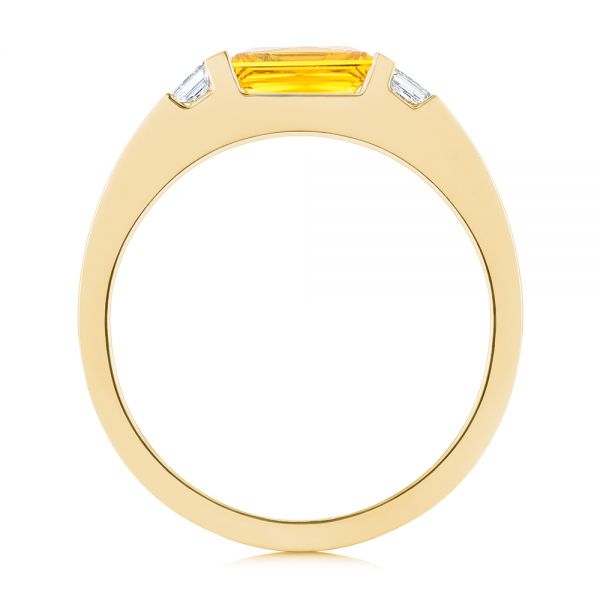 18k Yellow Gold 18k Yellow Gold Custom Yellow Sapphire And Diamond Men's Band - Front View -  104023