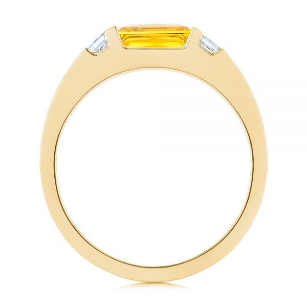 14k Yellow Gold 14k Yellow Gold Custom Yellow Sapphire And Diamond Men's Band - Front View -  104023