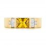 18k Yellow Gold 18k Yellow Gold Custom Yellow Sapphire And Diamond Men's Band - Top View -  104023 - Thumbnail