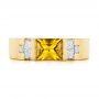 14k Yellow Gold 14k Yellow Gold Custom Yellow Sapphire And Diamond Men's Band - Top View -  104023 - Thumbnail