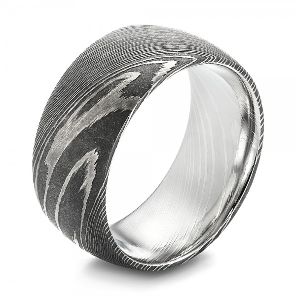 Damascus Steel Men's Wedding Ring - Three-Quarter View -  103119