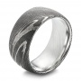 Damascus Steel Men's Wedding Ring - Three-Quarter View -  103119 - Thumbnail
