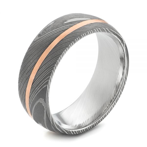 Damascus Steel Wedding Band - Three-Quarter View -  103120