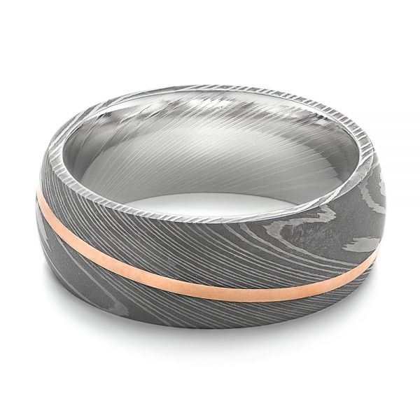 Damascus Steel Wedding Band - Flat View -  103120