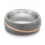 Damascus Steel Wedding Band - Flat View -  103120 - Thumbnail