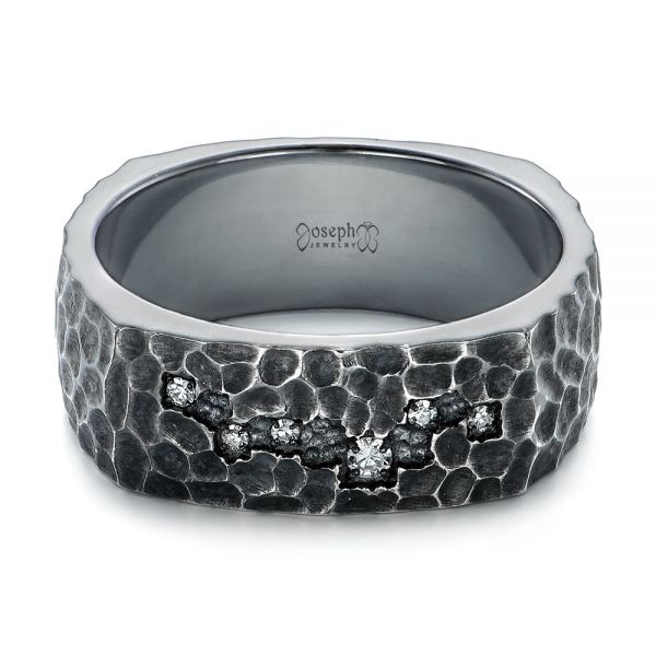 14K Gold Diamond Men's Band - Flat View - 102792