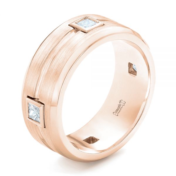 14k Rose Gold 14k Rose Gold Diamond Wedding Band - Three-Quarter View -  102373