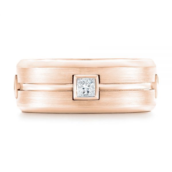 14k Rose Gold 14k Rose Gold Diamond Wedding Band - Top View - 102373