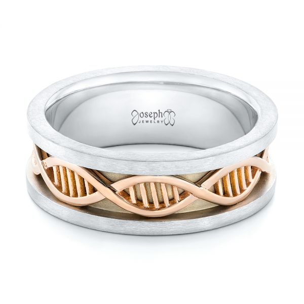 18k Rose Gold And 14K Gold 18k Rose Gold And 14K Gold Double Helix Two-tone Wedding Band - Flat View -  102384