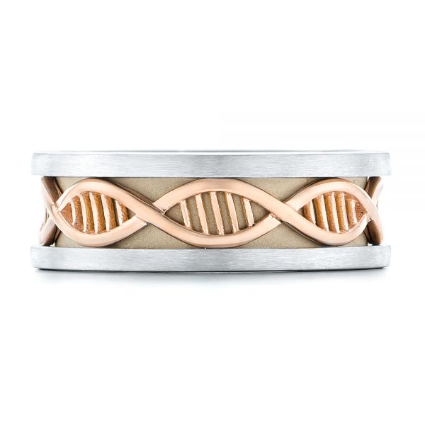 18k Rose Gold And 14K Gold 18k Rose Gold And 14K Gold Double Helix Two-tone Wedding Band - Top View -  102384