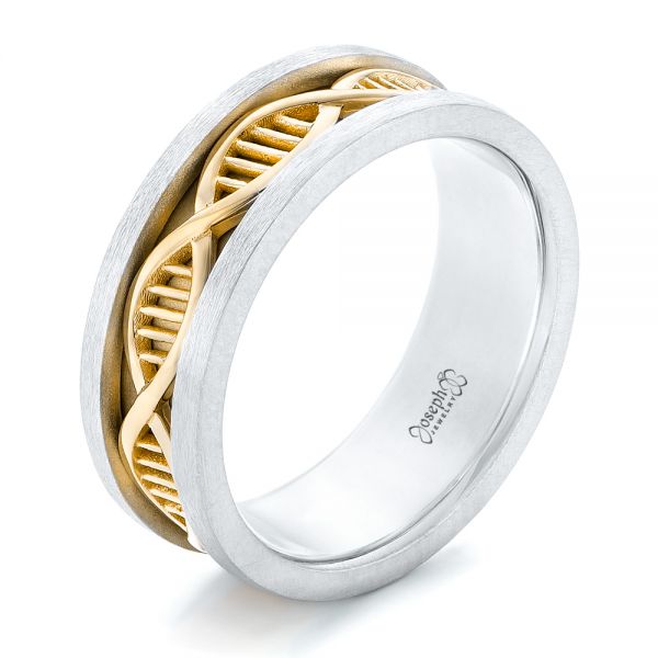 18k Yellow Gold And 14K Gold 18k Yellow Gold And 14K Gold Double Helix Two-tone Wedding Band - Three-Quarter View -  102384