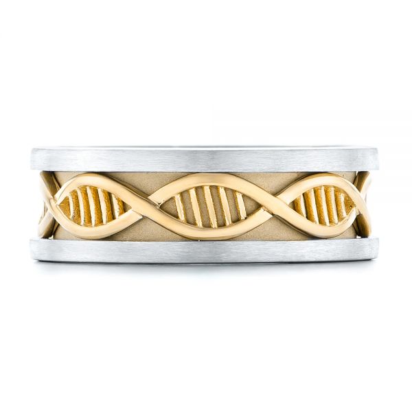 18k Yellow Gold And 14K Gold 18k Yellow Gold And 14K Gold Double Helix Two-tone Wedding Band - Top View -  102384
