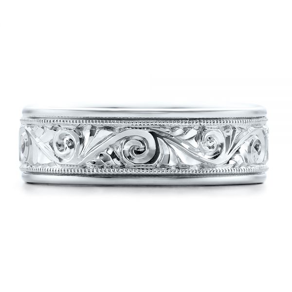  Platinum Hand Engraved Men's Wedding Band - Kirk Kara - Top View -  100671