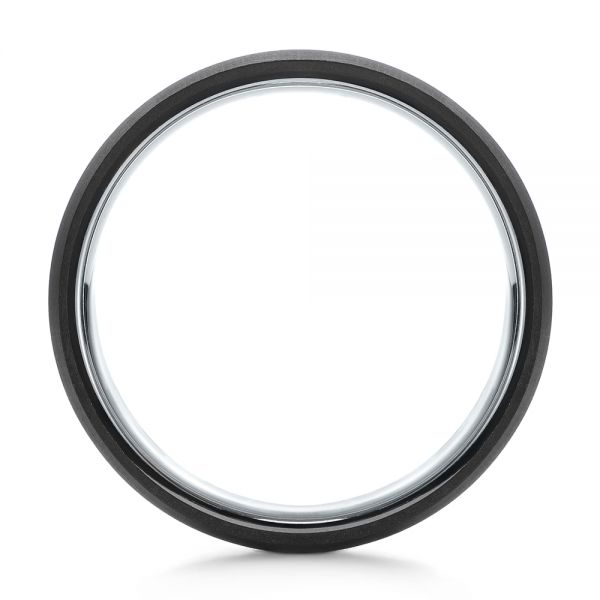 14k White Gold Matte Carbon Fiber Wedding Band - Front View - 105525