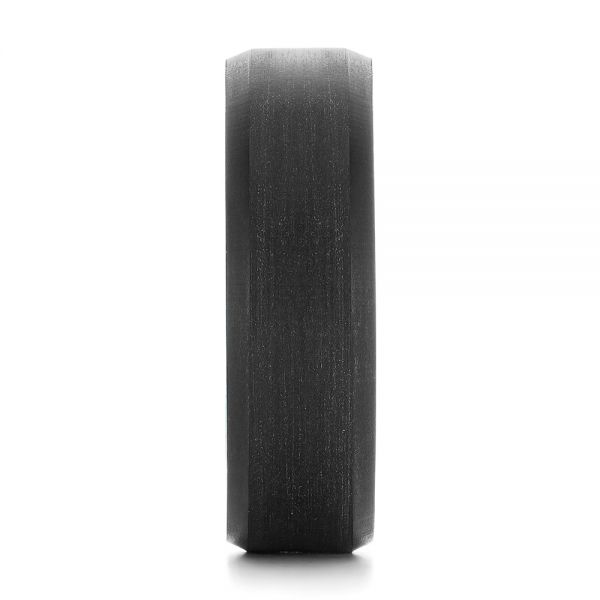 14k White Gold Matte Carbon Fiber Wedding Band - Side View - 105525