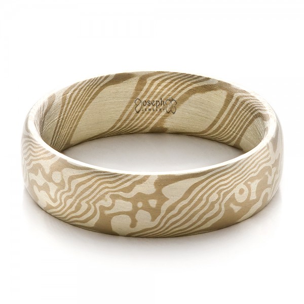 Men's Mokume Half Round Band - Flat View -  100523