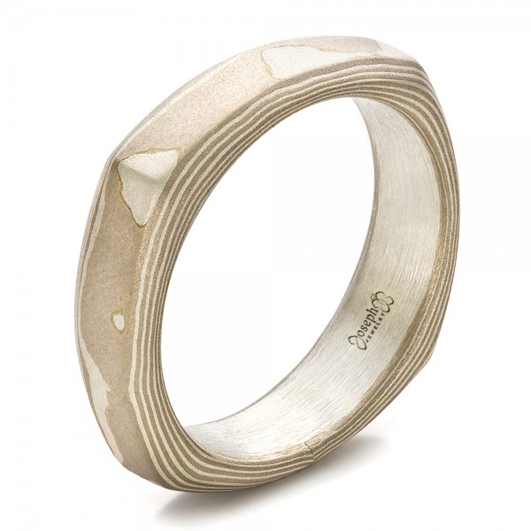 Mokume Men's 18K Tri-Colored Wedding Band