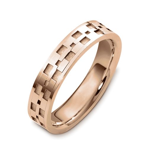 18k Rose Gold 18k Rose Gold Men's Band - Three-Quarter View -  425