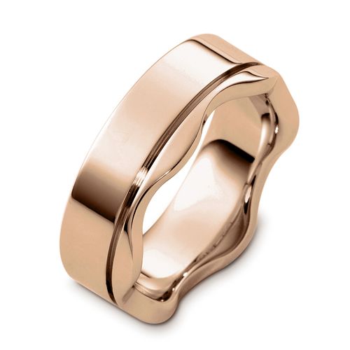 18k Rose Gold 18k Rose Gold Men's Band - Three-Quarter View -  426