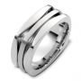 18k White Gold Men's Band - Three-Quarter View -  340 - Thumbnail