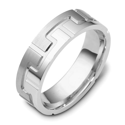 18k White Gold Men's Band - Three-Quarter View -  417