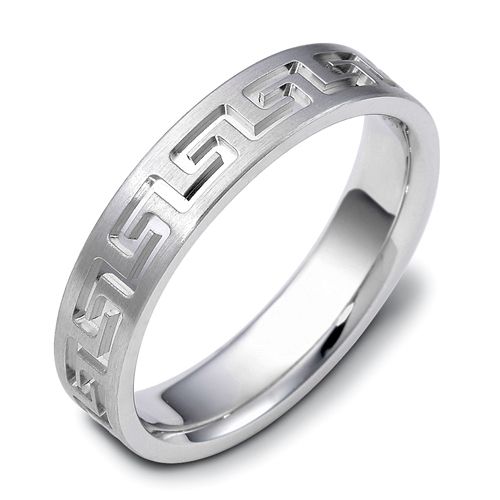 18k White Gold Men's Band - Three-Quarter View -  418