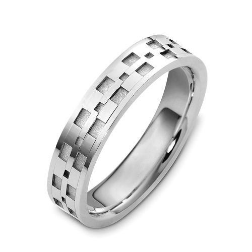 14k White Gold 14k White Gold Men's Band - Three-Quarter View -  425