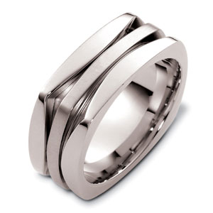 Men's 18k White Gold Band - front perspective