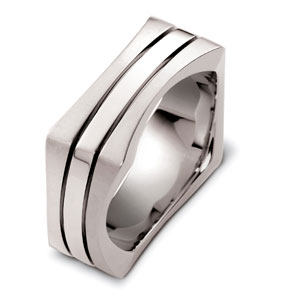 Men's 18k White Gold Band - front perspective