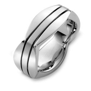 Men's 18k White Gold Band - front perspective