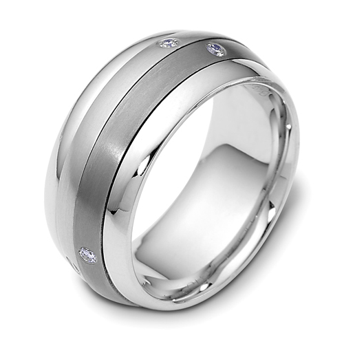 ... Wedding Rings â€º Men's 18k White Gold, Titanium and Diamond Band