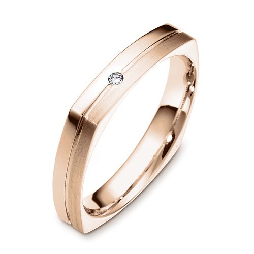 18k Rose Gold 18k Rose Gold Men's Diamond Band - Three-Quarter View -  389