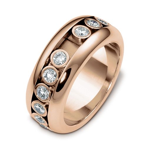 14k Rose Gold 14k Rose Gold Men's Diamond Band - Three-Quarter View -  454