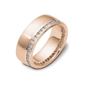 18k Rose Gold 18k Rose Gold Men's Diamond Band - Three-Quarter View -  467