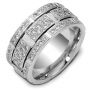 18k White Gold Men's Diamond Band - Three-Quarter View -  409 - Thumbnail