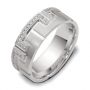 18k White Gold 18k White Gold Men's Diamond Band - Three-Quarter View -  419 - Thumbnail