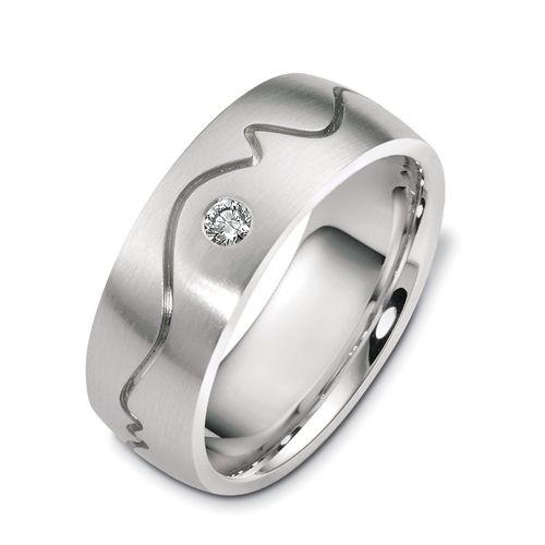 18k White Gold Men's Diamond Band - Front View -  427