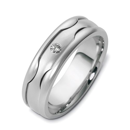  Platinum Platinum Men's Diamond Band - Three-Quarter View -  455