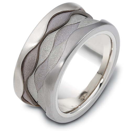 Men's 18k White Gold and Titanium Band - front perspective