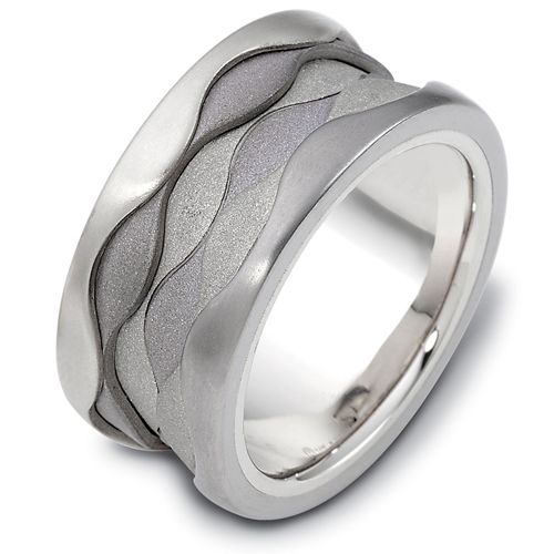 Men's 18k White Gold and Titanium Band - Image