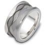  18K Gold And 18k White Gold Men's Band - Three-Quarter View -  335 - Thumbnail