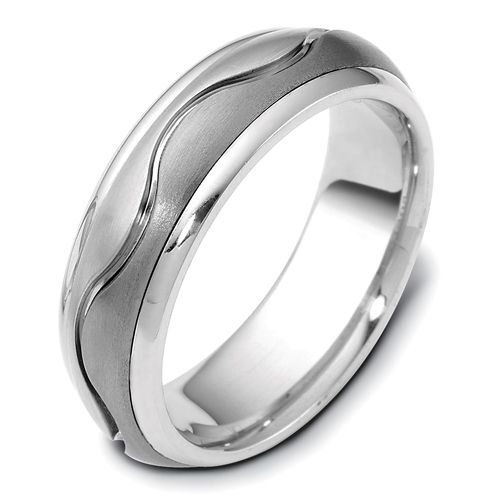 Men's 18k White Gold and Titanium Band - Image