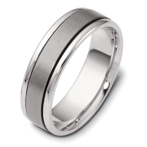 18k White Gold And 18K Gold Men's Band - Three-Quarter View -  439