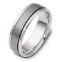 18k White Gold And 18K Gold Men's Band - Three-Quarter View -  439 - Thumbnail