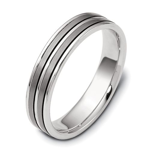 Men's 18k White Gold and Titanium Band - Image