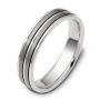 18k White Gold And 18K Gold Men's Band - Three-Quarter View -  442 - Thumbnail